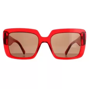 Image of Square Transparent Red Dark Brown VE4384B Sunglasses