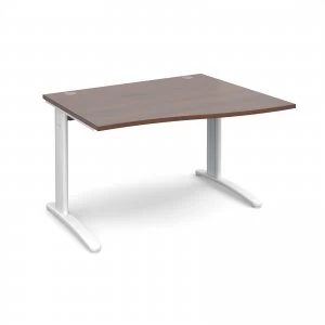 image of TR10 Right Hand Wave Desk 1200mm - White Frame Walnut Top