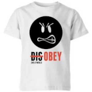 Image of Smiley World Slogan Disobey Kids T-Shirt - White - 11-12 Years