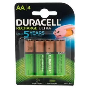 image of Duracell 5000394203853 ACTIVE AA 4PK Rechargeable Batteries 2500mA...