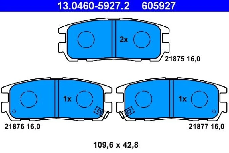 Image of ATE 13.0460-5927.2 Brake pad set with acoustic wear warning Brake Pad Set,disc brake (402)