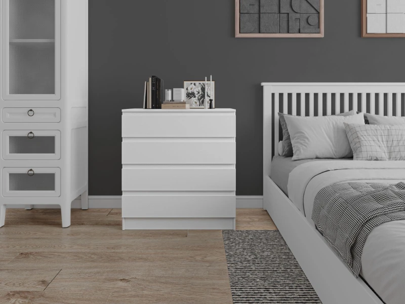 Image of Flair Toivo Chest Of 4 Drawers in White White Unisex