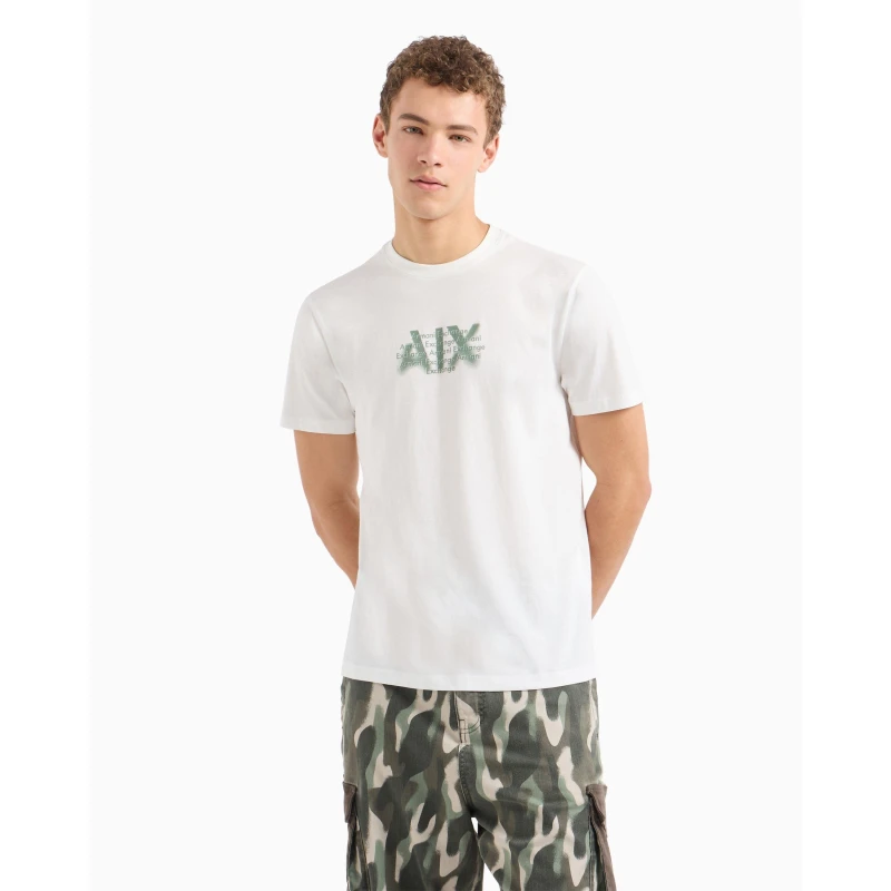Image of Armani Exchange Logo Fade Graphic T-Shirt Off White XXL