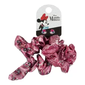 image of Disney Mickey & Minnie Mouse Pink Scrunchie & Stud Earring set VE700426L