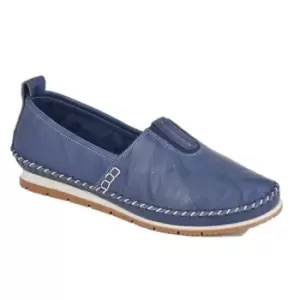 Image of Mod Comfys Womens/Ladies Softie Leather Loafers (5 UK) (Navy)
