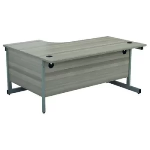 image of Jemini Radial Right Hand Cantilever Desk 1800x1200x730mm Grey Oak/Silver KF802039