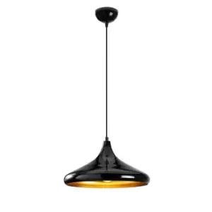 image of Model 24 Deco Black Dome Pendant Lamp Golden Interior