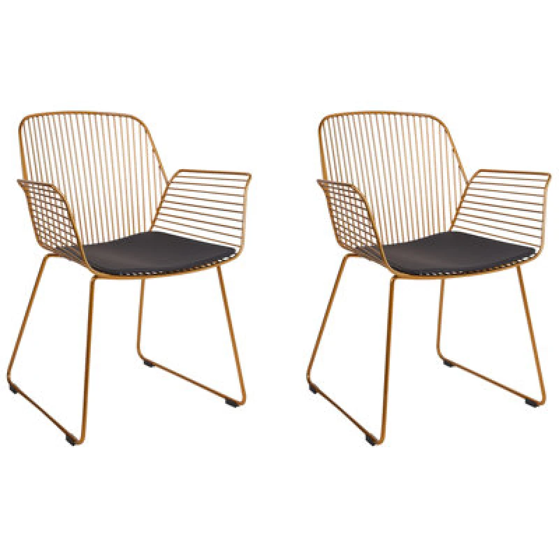 Image of Beliani Set Of 2 Dining Chairs Appleton Metal Gold