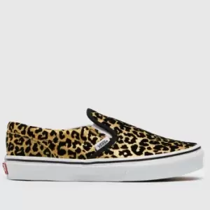 image of Vans Brown & Black Classic Slip-on Leopard Girls Junior Trainers