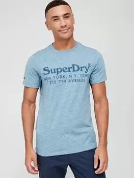 image of Superdry Vintage Venue Tonal T-Shirt - Sky Blue, Sky Blue, Size L, Men