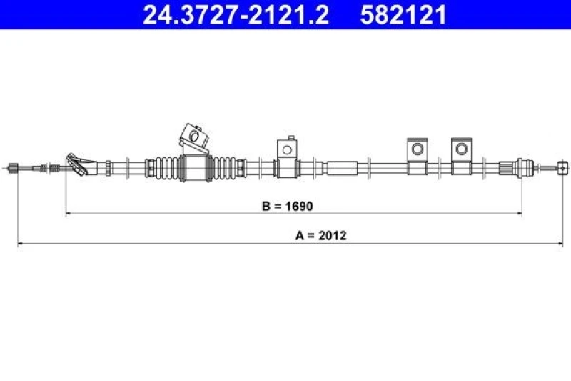 Image of ATE 24.3727-2121.2 Brake Cable 2012mm Cable,parking brake (124)