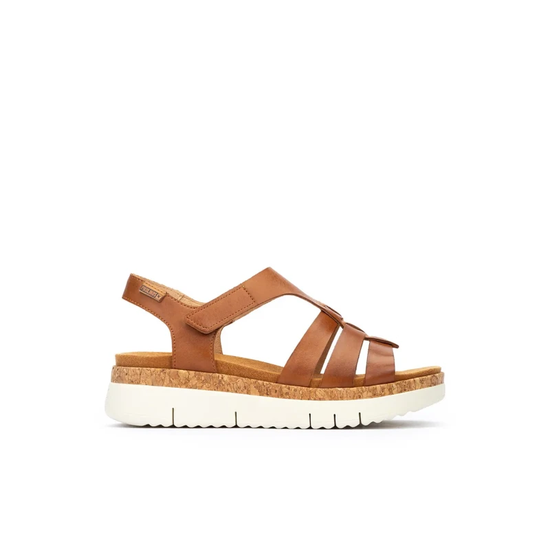 Image of Pikolinos Palma W4N Leather Womens Wedge Sole Sandals - Brandy - Size:UK 4-4.5