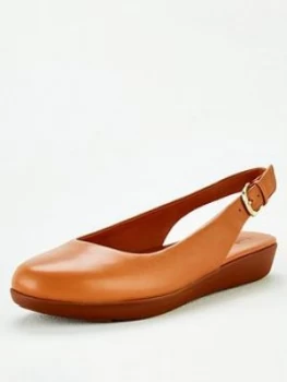 Image of Fitflop Sarita Slingback Leather Ballerina - Brown
