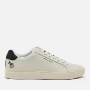 Image of Paul Smith Mens Rex Zebra Leather Low Top Trainers - White - UK 10