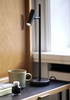 Image of Omari Indoor Living Dining Bedroom Metal Table Lamp in Black (Diam) 3cm