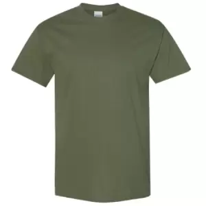 image of Gildan Mens Heavy Cotton Short Sleeve T-Shirt (Pack Of 5) (2XL) (Military Green)