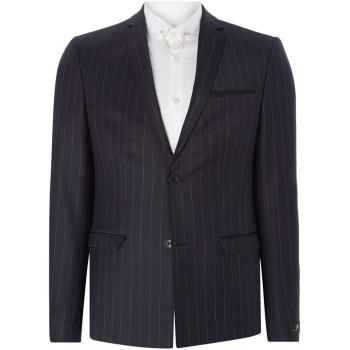 Image of Label Lab Zepplin SB2 Flannel Stripe Skinny Suit Jacket - Navy