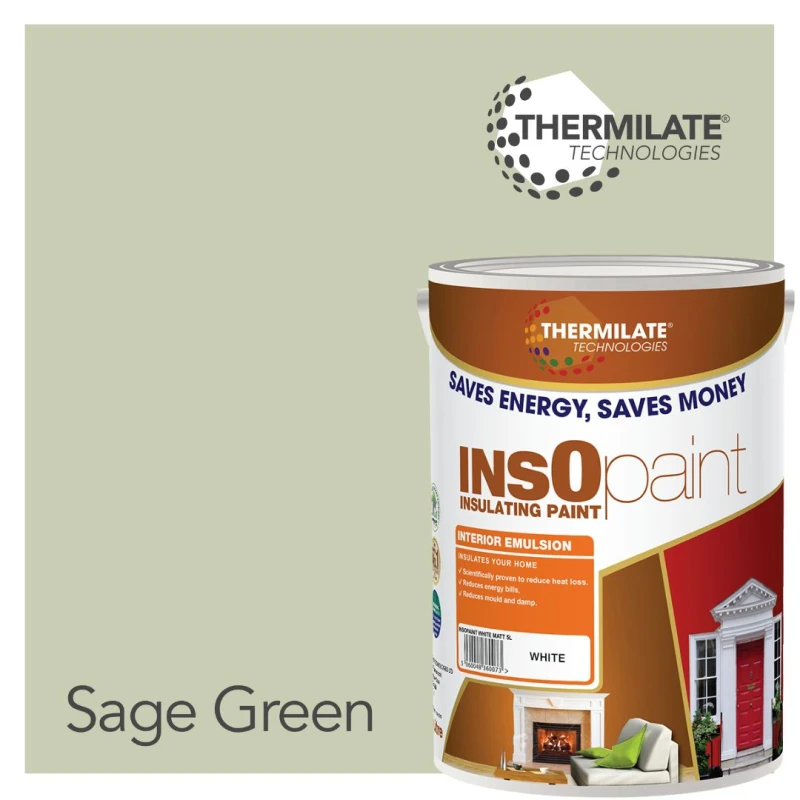 Image of Thermilate Technologies Insopaint Interior Emulsion Paint - Anti Mould, Insulating & Snergy Saving For Interior Walls & Ceilings - Sage Green
