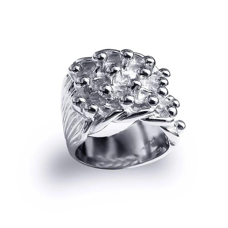 Image of Jewelco London Mens Silver III 4 Row King George III Keeper Guard Ring 21mm - ARN015 Silver