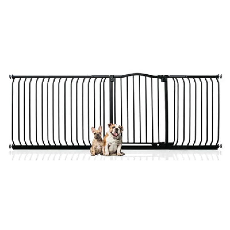 Image of Bettacare Curved Top Dog Gate, 216Cm - 225Cm, Matt Black, Pressure Fit Pet Gate For Dog And Puppy, Pet And Dog Barrier