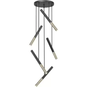 image of Zumaline Loyalampa Integrated LED Cluster Pendant Ceiling Light, Matt Black, French Gold, 3000K, 2250Lm