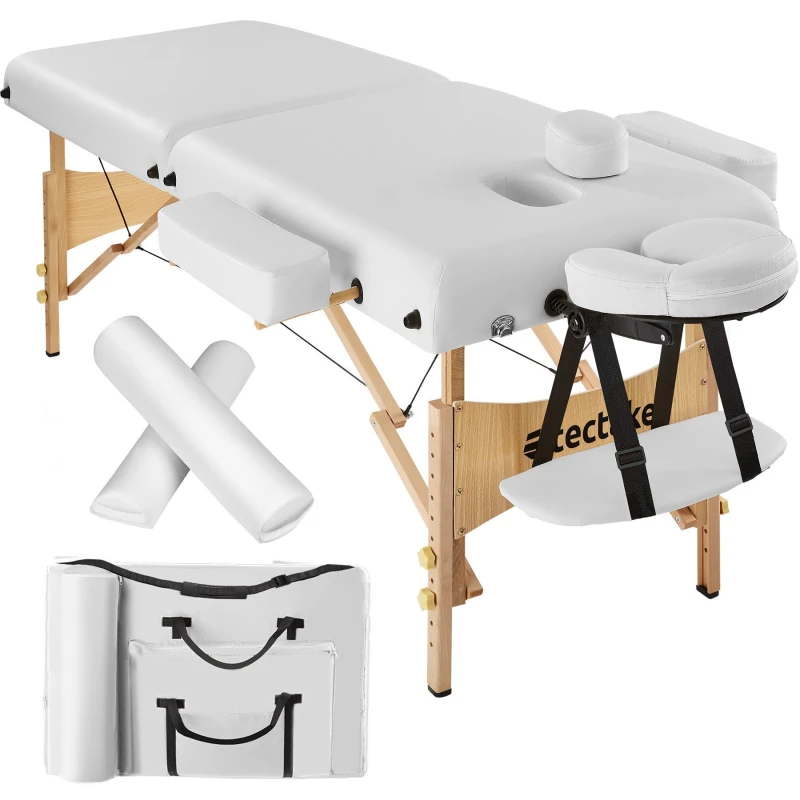 Image of tectake Massage Table Set Suman in White White Unisex