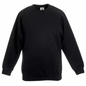 image of Fruit Of The Loom Childrens Unisex Raglan Sleeve Sweatshirt (Pack of 2) (9-11) (Black)