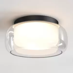 image of Aquina Bathroom 36cm Ceiling Light Matt Black with Glass Shade