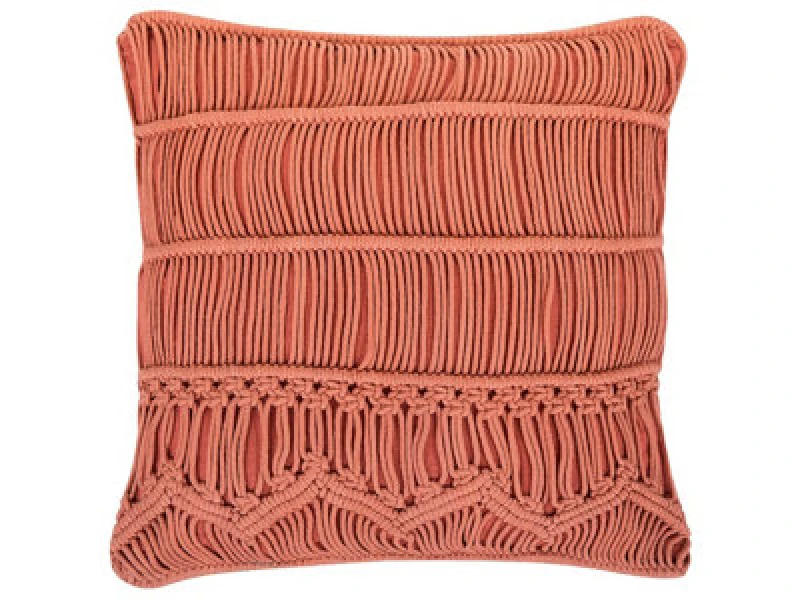 Image of Beliani Throw Cushion Akkoy Cotton 45 X 45cm Orange Geometric Pattern