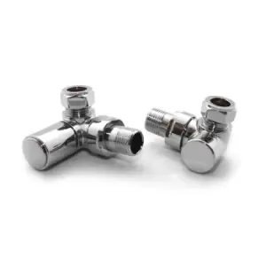 image of Towelrads Corner Round Radiator Valve, Manual Valve and Lockshield - Chrome