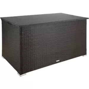 Image of Tectake - Storage box Oslo with aluminium frame, 145 x 82.5 x 79.5cm - storage container, storage box with lid, storage chest - brown - brown