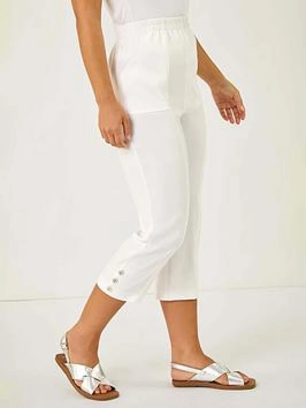 Image of Roman Womens Petite Bengaline Cropped Trouser in White Size: 16 White Female 16