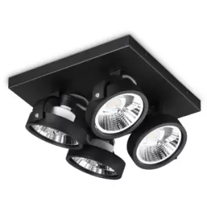Image of Ideal Lux KONIG 4 Light Ceiling Spotlight Clusters Black