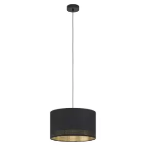 image of Eglo Esteperra Black and Gold Drum Shade Pendant