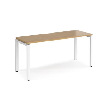Image of Bench Desk Single Person Rectangular Desk 1600mm Oak Tops With White Frames 600mm Depth Adapt