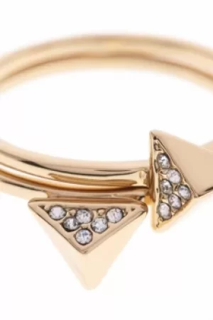 image of Ladies Karen Millen PVD Gold plated Double Arrow Ring Medium KMJ864-22-23M