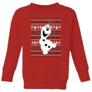 image of Disney Frozen Olaf Dancing Kids Christmas Sweatshirt - Red - 11-12 Years