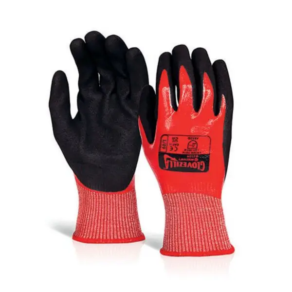 Image of Beeswift Beeswift Glovezilla Waterproof Nitrile Cut D Gloves (Pack of 10) Red M GZ109RENM