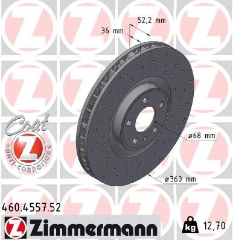 Image of ZIMMERMANN Brake disc ZIMMERMANN 460.4557.52