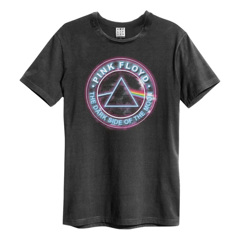 Image of Amplified Amplified Men Neon Dark Side Pink Floyd T-Shirt in Charcoal Size: X-Small Charcoal XS Male 5059699799400