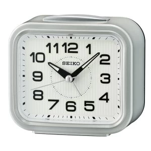 image of Seiko QHK050S Bell Alarm Clock with Snooze - Metallic Silver