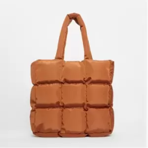 image of Missguided Quilted Tote Bag - Brown