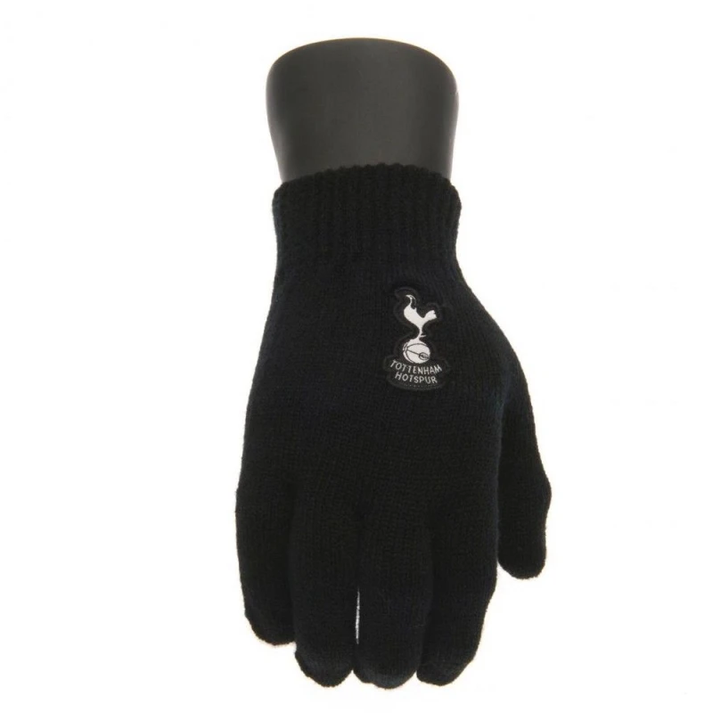 Image of Tottenham Hotspur FC Knitted Gloves in Black Unisex One Size