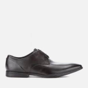 Image of Clarks Mens Bampton Lace Leather Derby Shoes - Black - UK 10