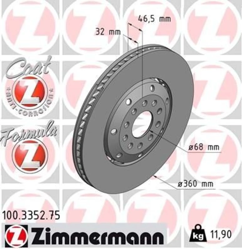 Image of ZIMMERMANN Brake disc ZIMMERMANN 100.3352.75