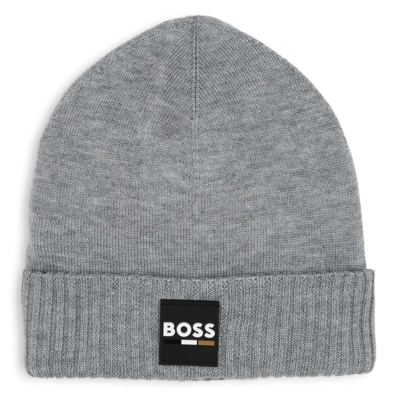 Image of Boss Small Logo Beanie Juniors - Grey Grey Infant