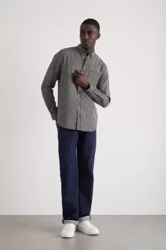 Image of Mens Navy And Burg Check Long Sleeve Shirt