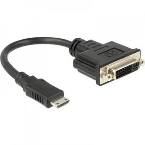 image of Delock HDMI / DVI Adapter [1x HDMI plug C mini - 1x DVI socket 29-pin] Black 20.00 cm