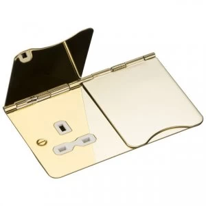 Image of 5 PACK - 13A 2G unswitched floor socket - polished brass with white insert