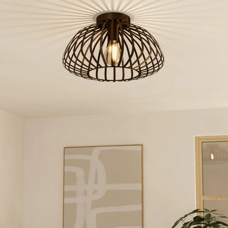 Image of EGLO Espinal Brown Steel Contemporary Ceiling Light Brown